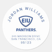 Oostelijk Illinois Panthers Shield & Wordmark Logo Ronde Sticker (Voorkant)