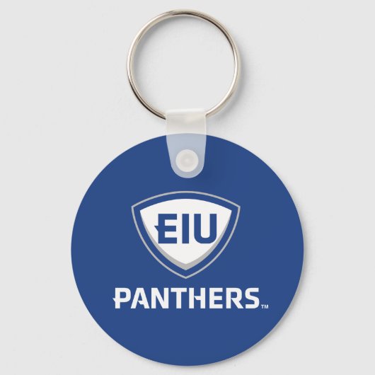 Oostelijk Illinois Panthers Shield & Wordmark Logo Sleutelhanger (Voorkant)