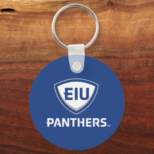 Oostelijk Illinois Panthers Shield & Wordmark Logo Sleutelhanger (Achterkant)