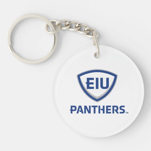 Oostelijk Illinois Panthers Shield & Wordmark Logo Sleutelhanger (Voorkant)