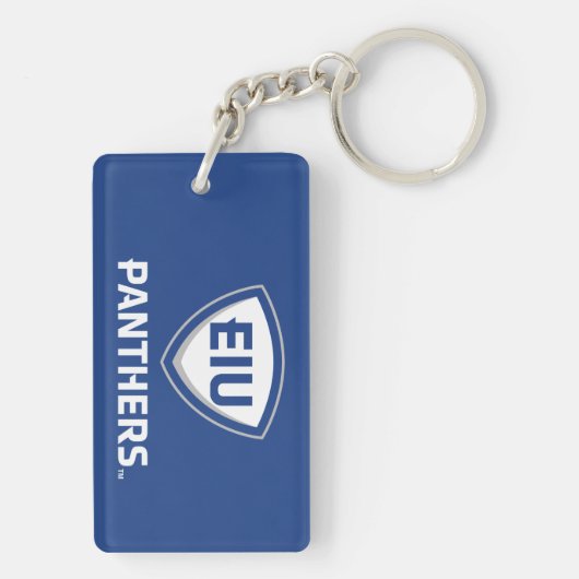 Oostelijk Illinois Panthers Shield & Wordmark Logo Sleutelhanger (achterkant)