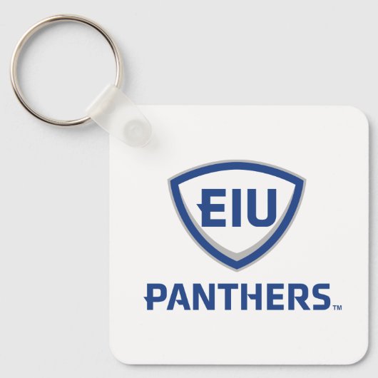 Oostelijk Illinois Panthers Shield & Wordmark Logo Sleutelhanger (Voorkant)