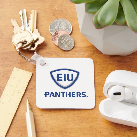 Oostelijk Illinois Panthers Shield & Wordmark Logo Sleutelhanger (Bureau)