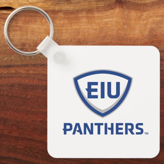 Oostelijk Illinois Panthers Shield & Wordmark Logo Sleutelhanger (Voorkant)