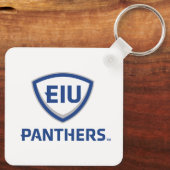 Oostelijk Illinois Panthers Shield & Wordmark Logo Sleutelhanger (Achterkant)