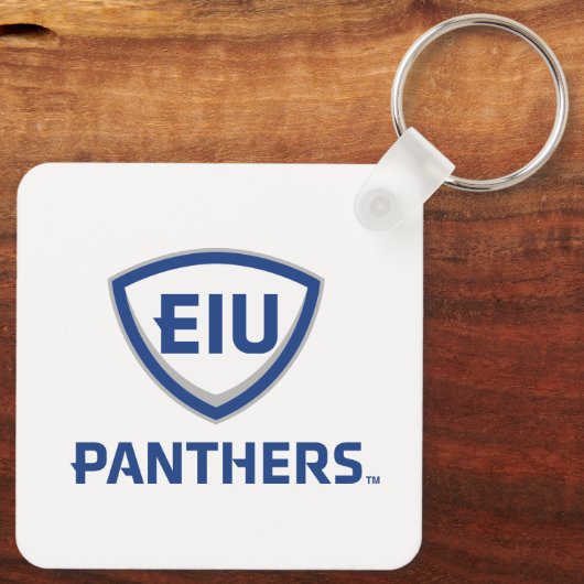 Oostelijk Illinois Panthers Shield & Wordmark Logo Sleutelhanger (Achterkant)