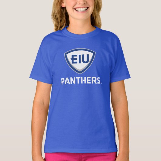 Oostelijk Illinois Panthers Shield & Wordmark Logo T-shirt (Voorkant)