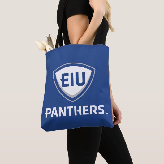 Oostelijk Illinois Panthers Shield & Wordmark Logo Tote Bag (Dichtbij)