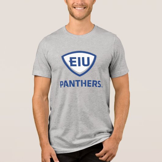 Oostelijk Illinois Panthers Shield & Wordmark Logo Tri-Blend Shirt (Voorkant)