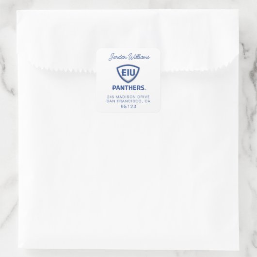 Oostelijk Illinois Panthers Shield & Wordmark Logo Vierkante Sticker (Tas)