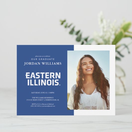 Oostelijk Illinois University Wordmark Logo Aankondiging (Staand voorkant)