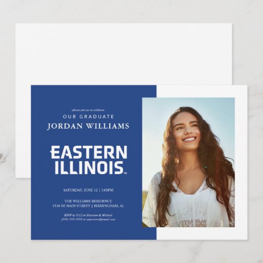 Oostelijk Illinois University Wordmark Logo Aankondiging (Voorkant / Achterkant)