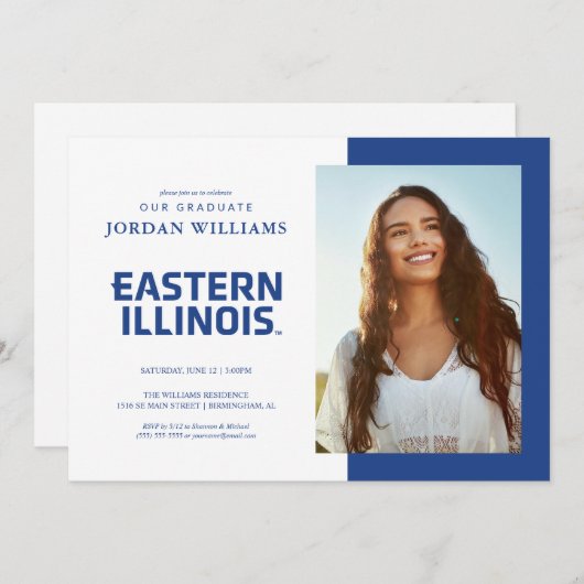 Oostelijk Illinois University Wordmark Logo Aankondiging (Voorkant / Achterkant)