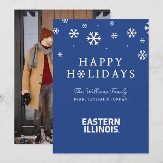 Oostelijk Illinois University Wordmark Logo Feestdagenkaart (Voorkant / Achterkant)