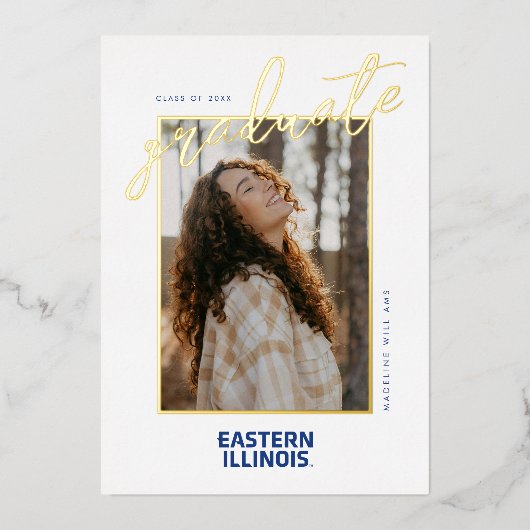 Oostelijk Illinois University Wordmark Logo Folie Uitnodiging (Voorkant)