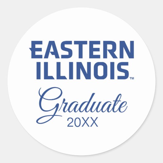 Oostelijk Illinois University Wordmark Logo Ronde Sticker (Voorkant)