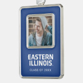 Oostelijk Illinois University Wordmark Logo Verzilverd Omlijst Ornament (Links)