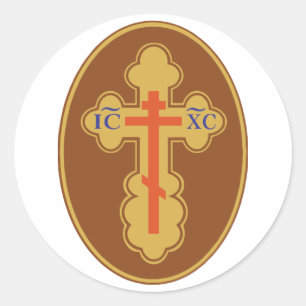 Oostelijk Orthodoxe Kruis Ronde Sticker