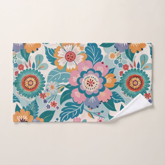 Oostelijk Retro Bloemen Pastel Aangepast Patroon Bad Handdoek (Handdoek)