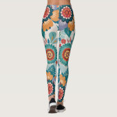 Oostelijk Retro Bloemen Pastel Aangepast Patroon Leggings (Achterkant)