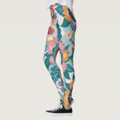 Oostelijk Retro Bloemen Pastel Aangepast Patroon Leggings (Links)