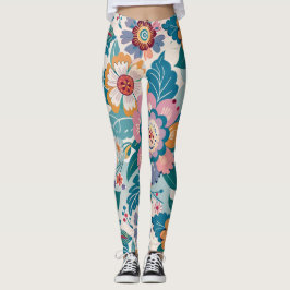 Oostelijk Retro Bloemen Pastel Aangepast Patroon Leggings