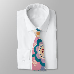 Oostelijk Retro Bloemen Pastel Aangepast Patroon Stropdas
