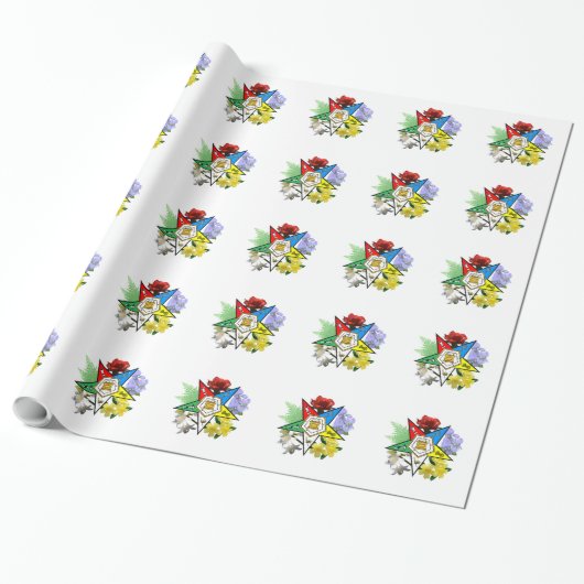 Oostelijk Ster Floral Wrapping Paper Cadeaupapier (Uitgerold)