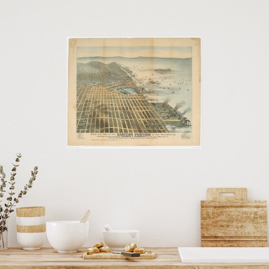 Oostelijk Uitzicht San Francisco, CA. (1529A) Poster (Keuken)