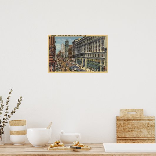 Oostelijk Uitzicht van de Markt St. van Powell St. Poster (Keuken)