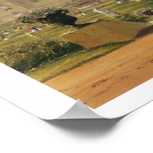 oostelijk uitzicht van het kasteel en de tuin, de  poster (Hoek)