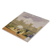 oostelijk uitzicht van het kasteel en de tuin, de  tegeltje (Zijkant)