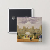 oostelijk uitzicht van het kasteel en de tuin, de  vierkante button 5,1 cm (Voorkant /achterkant)