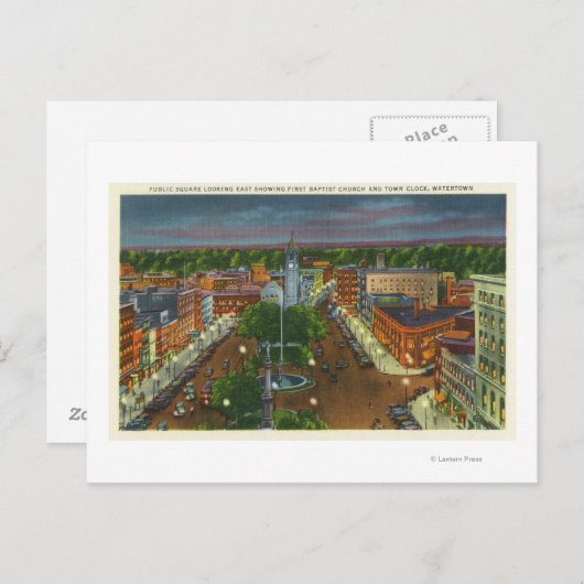 Oostelijk Uitzicht van het Openbaar Plein, stadskl Briefkaart (Voorkant / Achterkant)