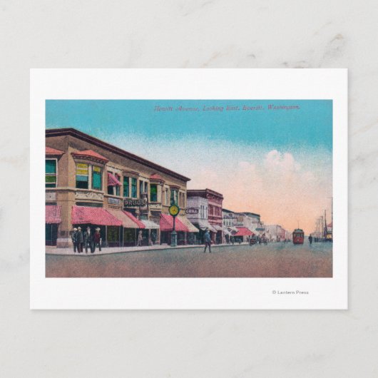 Oostelijk Uitzicht van Hewitt AvenueEverett, WA Briefkaart (Voorkant)