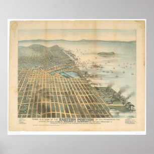 oostelijk Uitzicht van San Francisco, CA. (1529A) Poster
