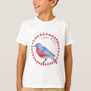 Oostelijke Blauwe Lijster vogelsoort logo vogelkun T-shirt