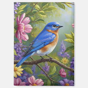 Oostelijke blauwe vogeltjes bloemen magneet