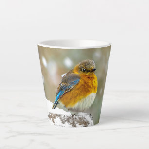 Oostelijke Blauwstaart in Sneeuw - Originele Foto Latte Mok