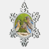 Oostelijke Blauwvogel Tin Sneeuwvlok Ornament (Rechts)