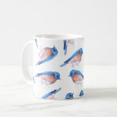 Oostelijke blauwvogels waterverf schattige vogels koffiemok (Voorkant links)