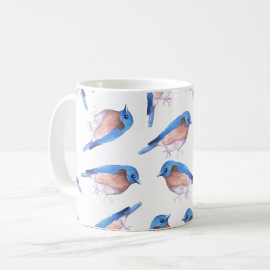 Oostelijke blauwvogels waterverf schattige vogels koffiemok (Voorkant links)