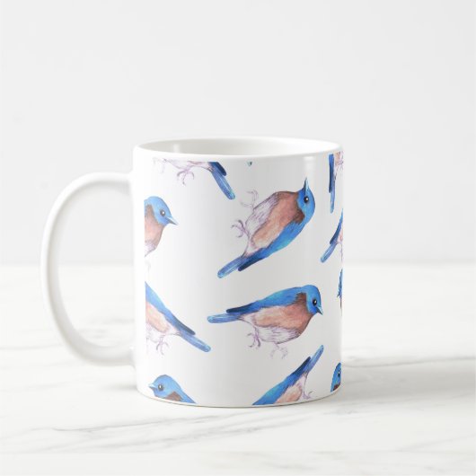 Oostelijke blauwvogels waterverf schattige vogels koffiemok (Links)