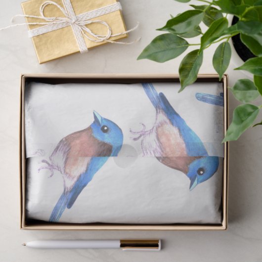 Oostelijke blauwvogels waterverf schattige vogels tissuepapier (Geschenk)