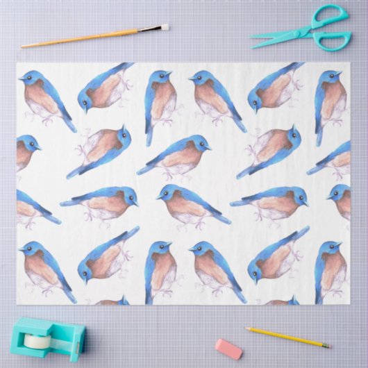 Oostelijke blauwvogels waterverf schattige vogels tissuepapier (Craft)