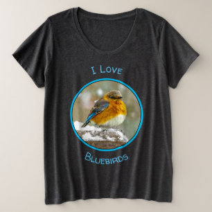 Oostelijke Bluebird in Snow - Originele Foto Grote Maat T-shirt