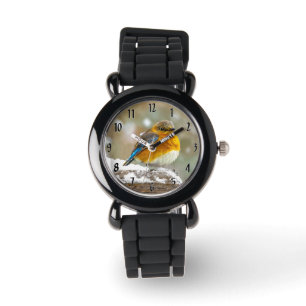 Oostelijke Bluebird in Snow - Originele Foto Horloge