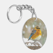 Oostelijke Bluebird in Snow - Originele Foto Sleutelhanger (Voorkant Links)