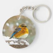 Oostelijke Bluebird in Snow - Originele Foto Sleutelhanger (Achterkant)