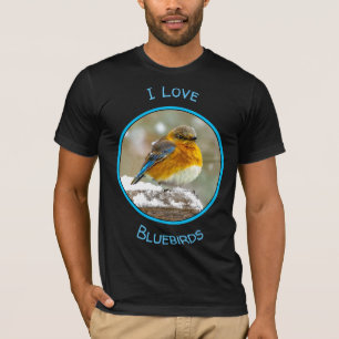 Oostelijke Bluebird in Snow - Originele Foto T-shirt